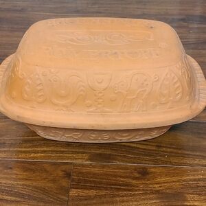 Romertopf Terracotta Clay Baker Dish with Lid - Orange